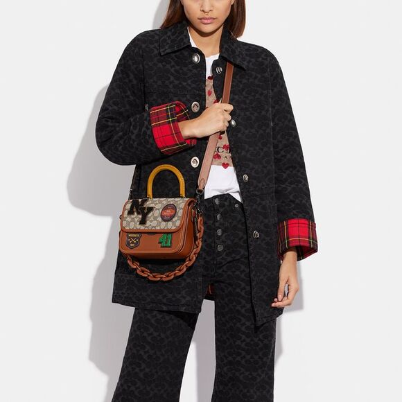 ALMOST PERFECT Coach Rogue Top Handle Bag  Sig Textile Jacquard  Varsity Patches - Picture 4 of 7